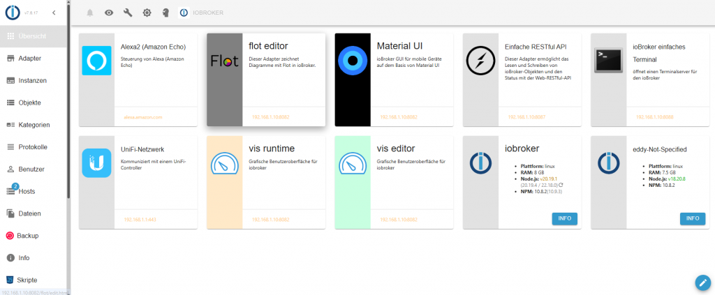 ioBroker WebUI Übersicht